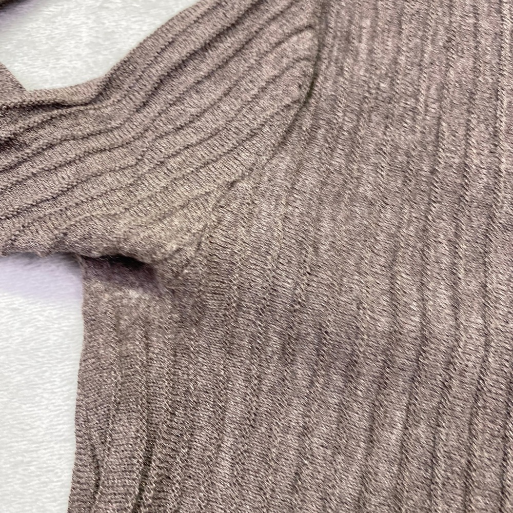 Eileen Fisher Wool Ribbed Knit Midi Dress Brown Long Sleeve XXS Pleated Festive - Picture 5 of 10